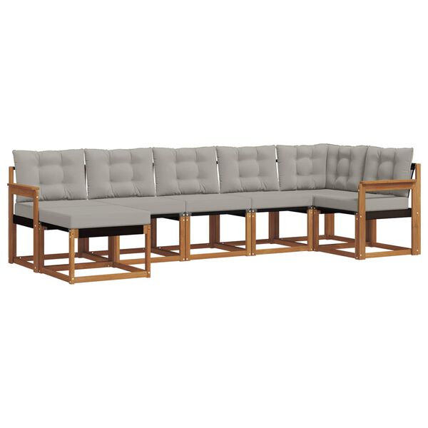 vidaXL Set de canapele de exterior 7 pcs Gri natural și deschis