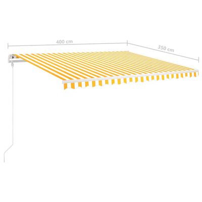 vidaXL Copertină retractabilă manual cu LED, galben și alb, 4x3,5 m