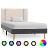 vidaXL Cadru pat cu LED, crem și gri &icirc;nchis, 100 x 200 cm, textil