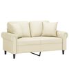 vidaXL Canapea cu 2 locuri cu pernuțe, crem, 120 cm, piele ecologică