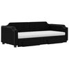 vidaXL Pat de zi cu extensie și sertare, negru, 80x200 cm, textil