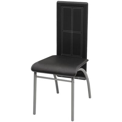 vidaXL Set masă și scaune de bucătărie 7 piese, negru