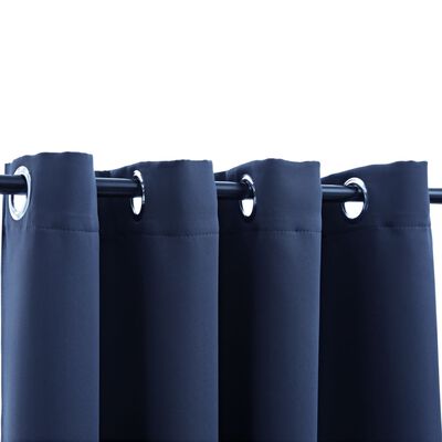 vidaXL Draperii opace cu inele metalice, 2 buc, albastru, 140 x 175 cm