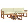 vidaXL Set de canapele de exterior cu pernă 5 pcs Natural și Crem
