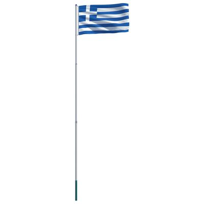 vidaXL Drapel Grecia și stâlp din aluminiu, 6 m