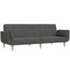 vidaXL Canapea extensibilă cu 2 locuri, 2 perne, gri &icirc;nchis, textil