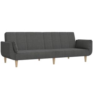 vidaXL Canapea extensibilă cu 2 locuri, 2 perne, gri &icirc;nchis, textil