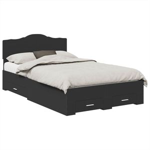 vidaXL Cadru de pat cu headboard Negru 135 x 190 cm Lemn compozit