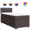 vidaXL Pat box spring cu saltea, maro &icirc;nchis, 90x200 cm, textil