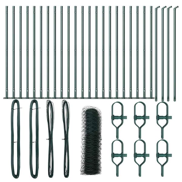 vidaXL St&acirc;lp de gard. Verde 50 x 1 m (plasă de 50 mm) Oțel și PVC