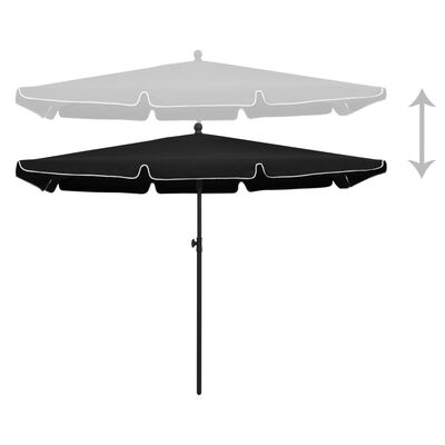 vidaXL Umbrelă de grădină cu stâlp, negru, 210x140 cm