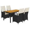 vidaXL Set mobilier de grădină cu perne, 5 piese, negru, poliratan