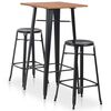 vidaXL Set mobilier de bar, 3 piese, negru, oțel