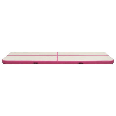 vidaXL Saltea gimnastică gonflabilă cu pompă roz 600x100x15 cm PVC