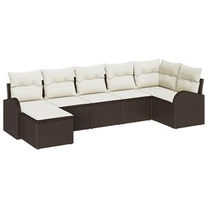 vidaXL Set de canapele pentru grădină cu pernă 7 pcs Maro Rattan poli