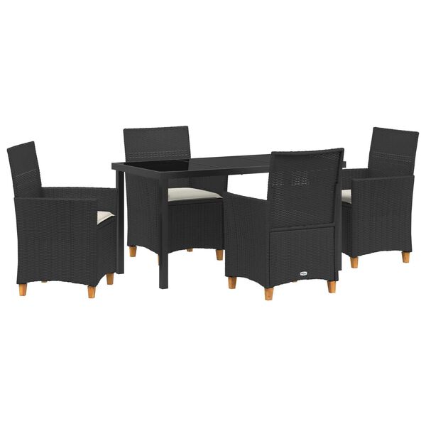 vidaXL Set de masă pentru grădină 5 pcs Negru poliratan