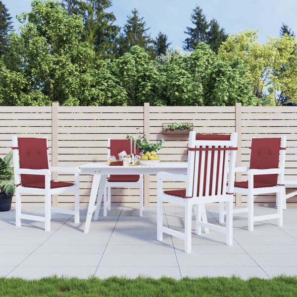 vidaXL Perne scaun spătar mic 4 buc. melanj roșu vin 100x50x4cm textil