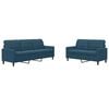 vidaXL Set de canapele cu perne, 2 piese, albastru, catifea