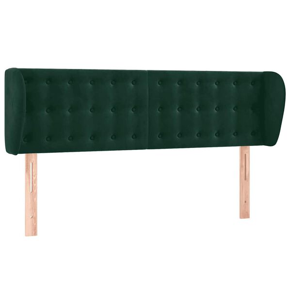 vidaXL Tăblie de pat cu aripioare verde &icirc;nchis 147x23x78/88 cm catifea