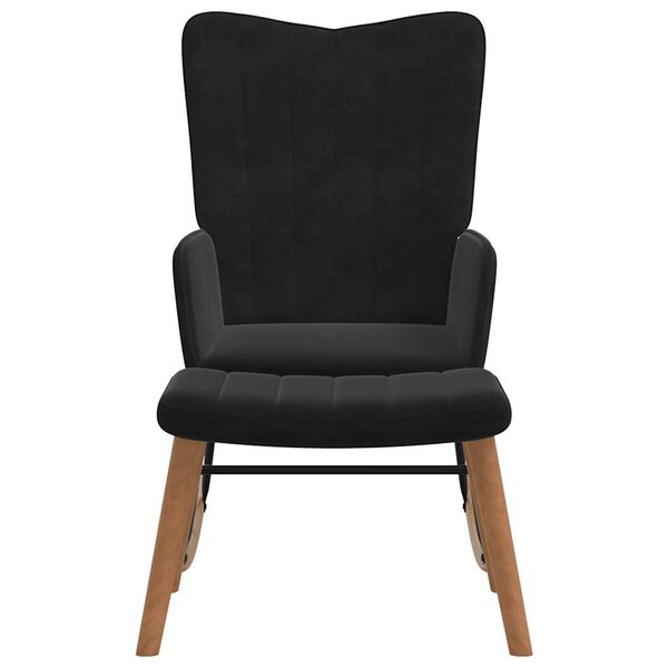 vidaXL Scaun balansoar cu taburet, negru, catifea