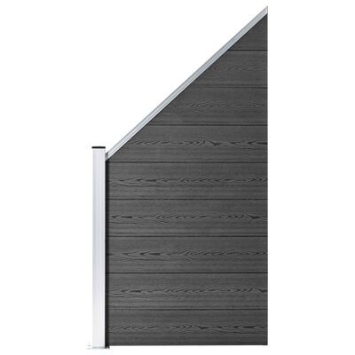 vidaXL Set de panouri de gard, negru, 1311x(105-186) cm, WPC