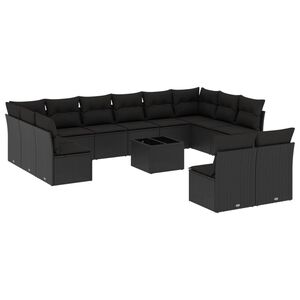 vidaXL Set mobilier de grădină cu perne, 13 piese, negru, poliratan