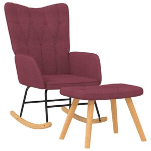 vidaXL Scaun balansoar cu taburet, roșu vin, textil