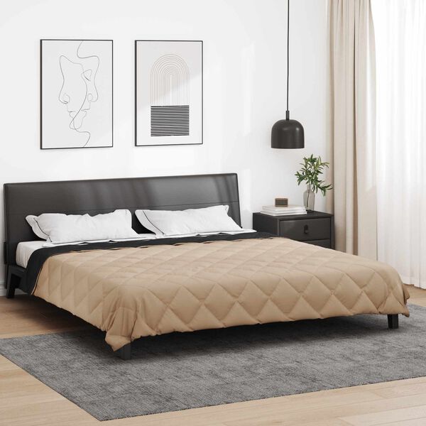 vidaXL Pilotă de vară Negru și Taupe 220 x 200 cm Microfibră