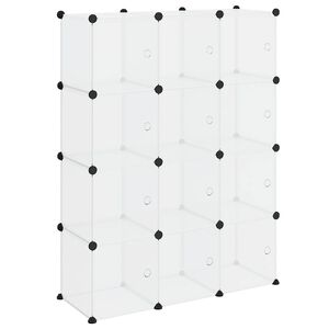 vidaXL Organizator cub de depozitare cu 12 cuburi și uși, PP transparent