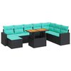 vidaXL Set mobilier de grădină cu perne, 9 piese, negru, poliratan