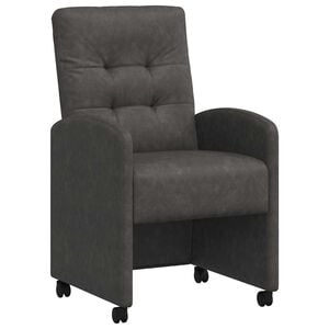 vidaXL Scaune de dining cu roți 2 buc. Piele artificială Negru