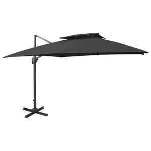 vidaXL Umbrelă &icirc;n consolă cu &icirc;nveliș dublu, negru, 300x300 cm