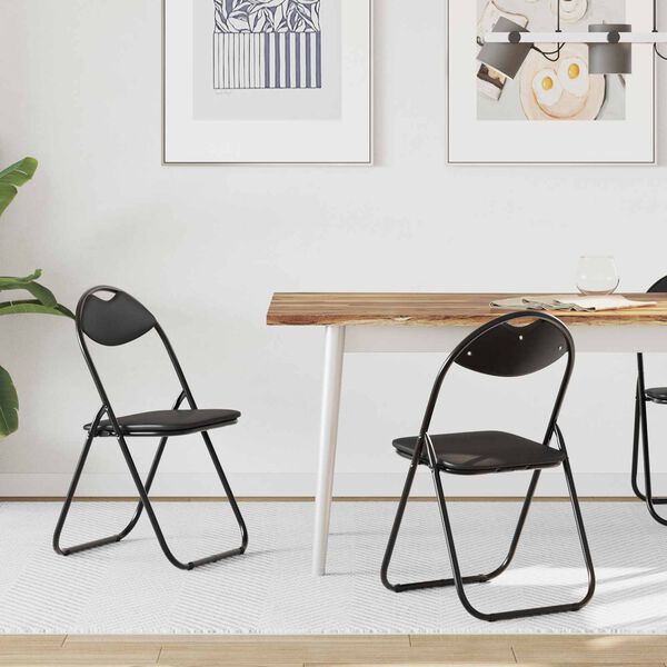 vidaXL Scaun pliant 2 pcs Negru 48 x 43,5 x 81 cm Piele artificială