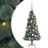 vidaXL Brad artificial pre-iluminat de Crăciun cu set de globuri Verde