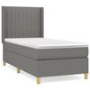 vidaXL Pat box spring cu saltea, gri &icirc;nchis, 90x200 cm, textil