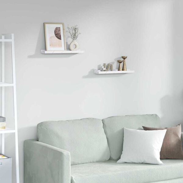 vidaXL Raft de perete 2 pcs Marmură albă 40 x 9 x 3 cm Lemn compozit