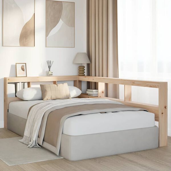 vidaXL Bibliotecă tăblie &icirc;n formă de L, 130 cm, lemn masiv de pin