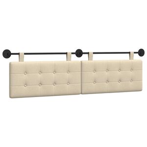 vidaXL Cap de pat suspendat Pe perete Crem 190 x 55 x 5 cm țesătură