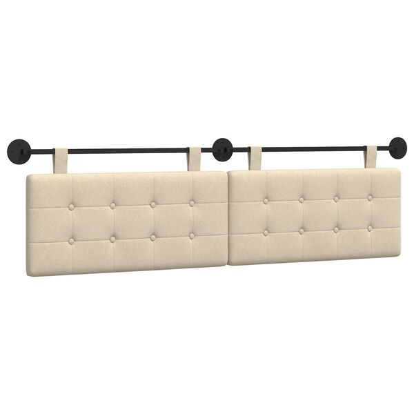 vidaXL Cap de pat suspendat Pe perete Crem 190 x 55 x 5 cm țesătură