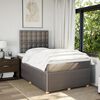 vidaXL Pat box spring cu saltea, gri taupe, 120x200 cm, textil