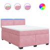 vidaXL Pat box spring cu saltea, roz, 140x190 cm, catifea