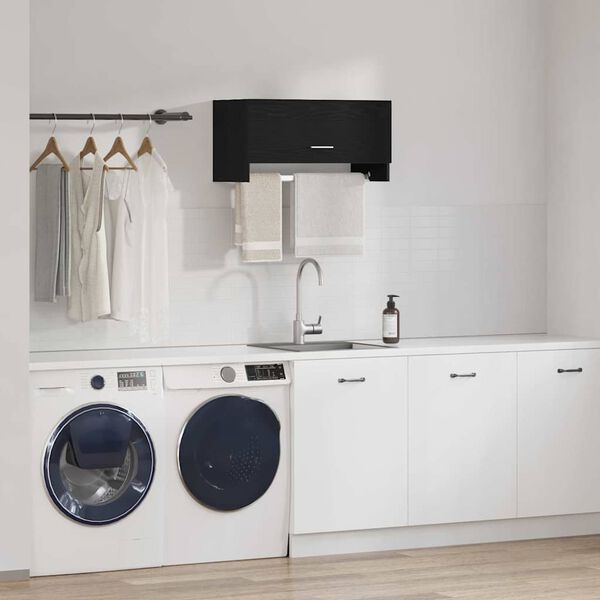 vidaXL Dulap cu sertar Stejar Negru 70 x 32,5 x 35 cm Lemn compozit