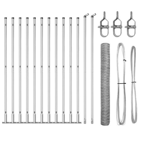 vidaXL St&acirc;lp de gard. Argintiu 25 x 1 m (plasă de 50 mm) Oțel