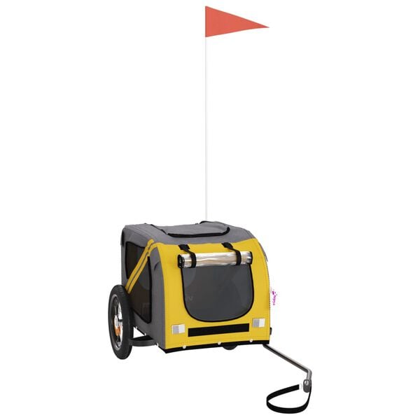 vidaXL Remorcă bicicletă animale companie, galben/gri, oxford/fier