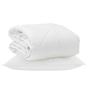 vidaXL Duvet pentru Toate Sezoanele cu pernă 2 pcs Alb Microfibră