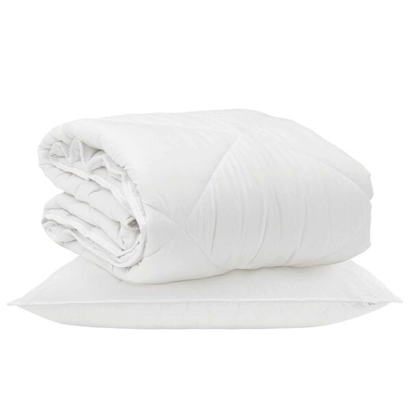 vidaXL Duvet pentru Toate Sezoanele cu pernă 2 pcs Alb Microfibră