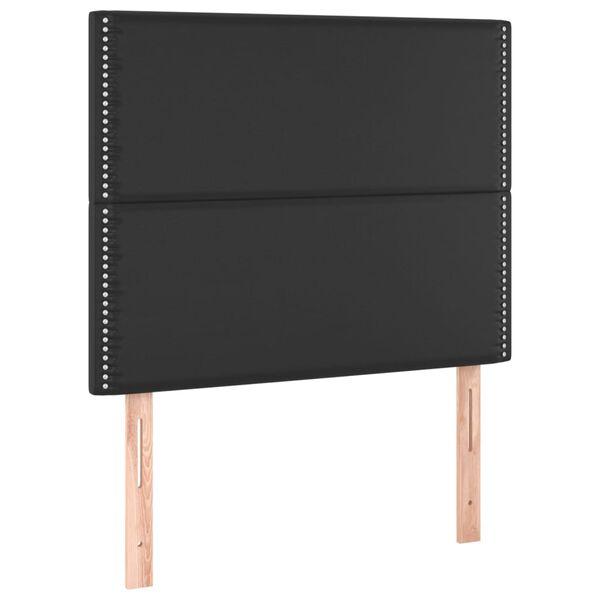 vidaXL Tăblie de pat cu LED, negru, 100x5x118/128 cm, piele ecologică