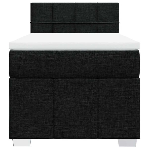 vidaXL Pat box spring cu saltea, negru, 80x200 cm, textil