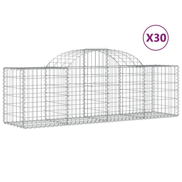 vidaXL Coșuri gabion arcuite 30 buc, 200x50x60/80 cm, fier galvanizat