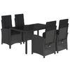 vidaXL Set mobilier de grădină cu perne, 5 piese, negru, poliratan